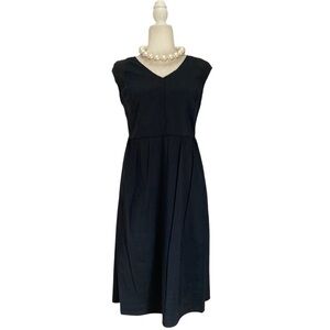 Cotelac V Neck Sleeveless Midi Dress Navy Blue Box Pleat Back Women’s